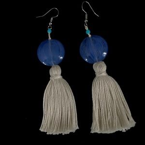 Handmade tassel earrings with glass beads